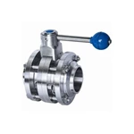 Sanitary Three Piece Welding Butterfly Valve