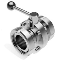 Sanitary Stainless Steel Female Threaded Butterfly Valve with Union Ends
