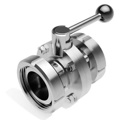 Sanitary Stainless Steel Female Threaded Butterfly Valve with Union Ends