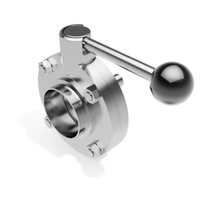 Sanitary Stainless Steel Manual Welded Butterfly Valve With Pull Handle