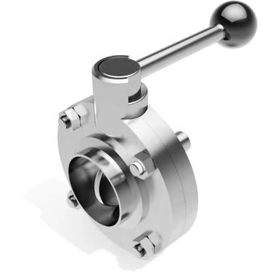 Sanitary Stainless Steel Manual Welded Butterfly Valve With Pull Handle