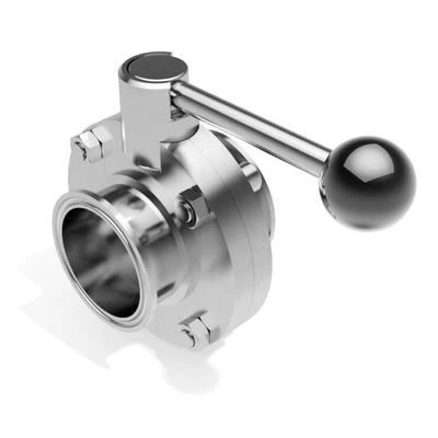 Sanitary Stainless Steel Clamped Butterfly Valve With Pull Handle