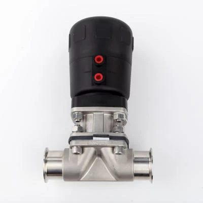 Stainless Steel Sanitary Clamp Manual Diaphragm Valve Pneumatic With Plastic Actuator