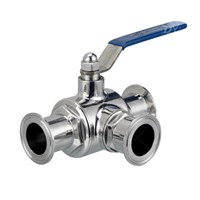 Stainless steel hygienic 3-way ball valve