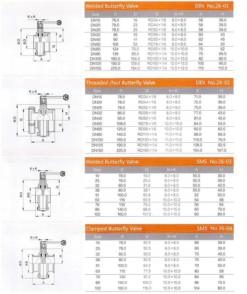 Sanitary Ss Pull Handle Welding Butterfly Valve