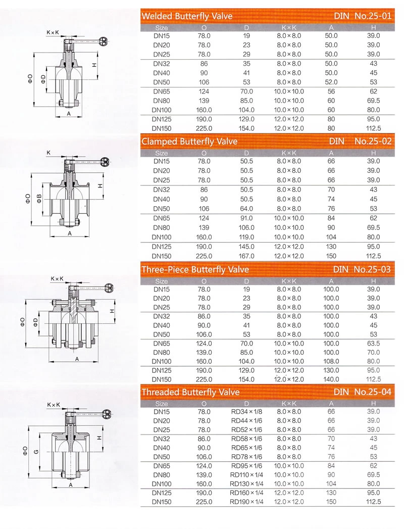 Sanitary Ss Pull Handle Welding Butterfly Valve