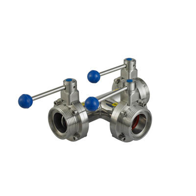 Stainless Steel 3 way Hygienic Butterfly Valve
